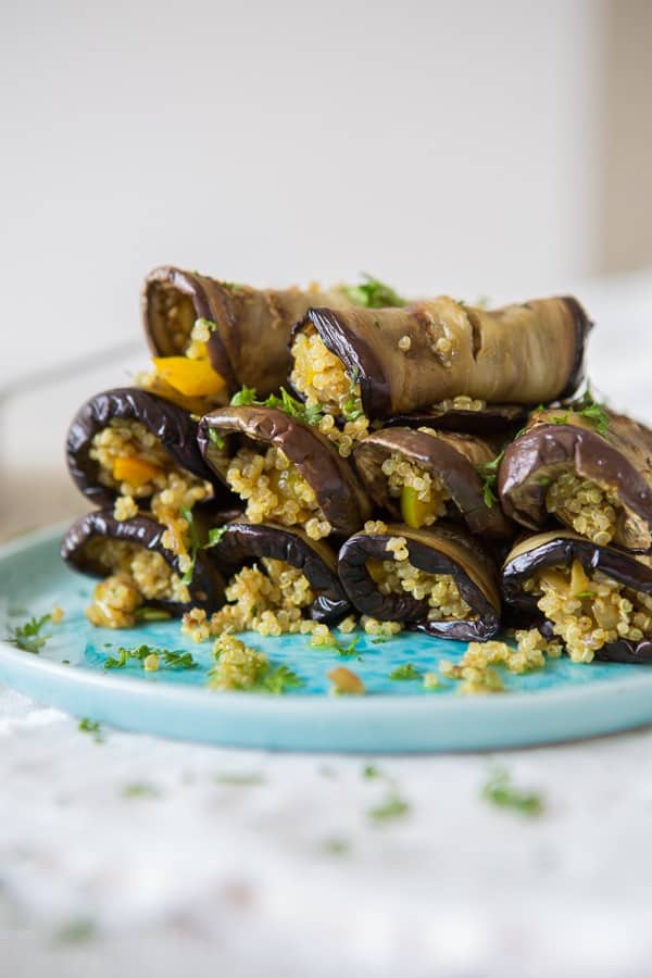 Spiced Quinoa Eggplant Rolls