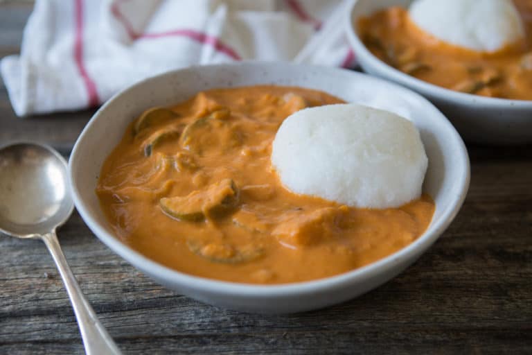 West African Vegan Peanut Soup with Rice Balls