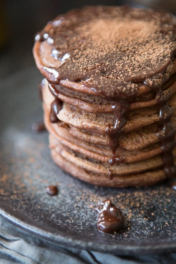 Easy Fluffy Vegan Double Chocolate Chip Pancakes