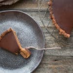 Peanut Butter Caramel & Chocolate Tart Cut Slice