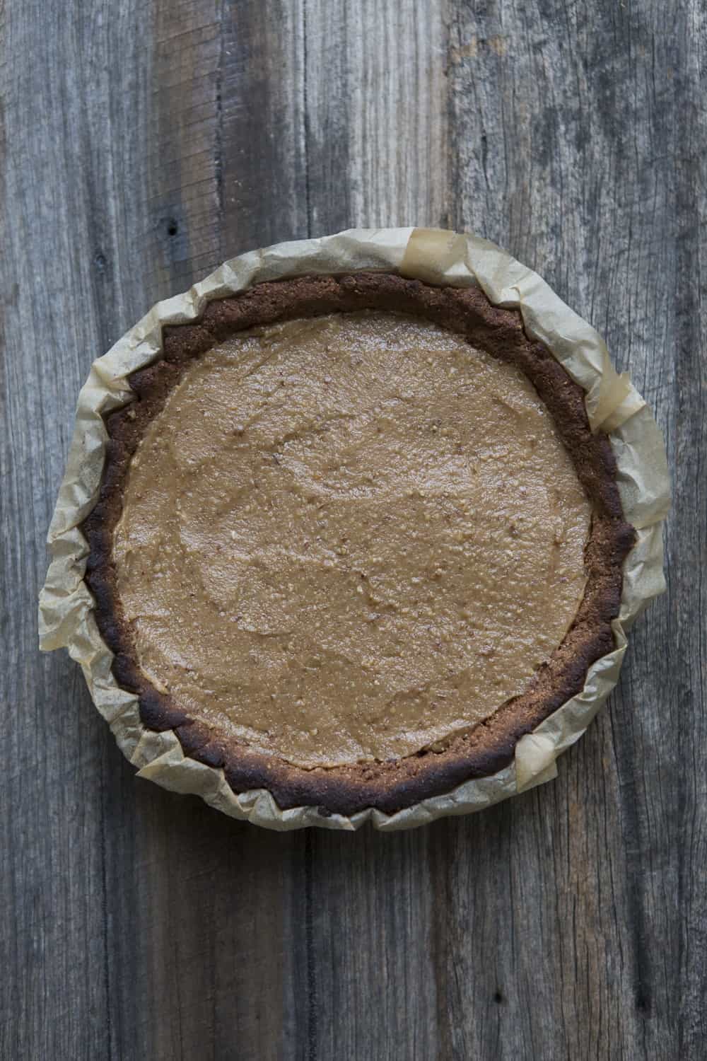 Vegan Peanut Butter & Chocolate Pie without chocolate topping.