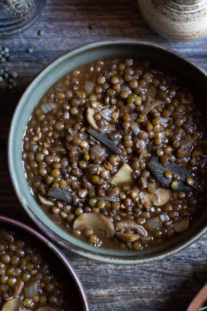 French Lentil Stew with Mushrooms.