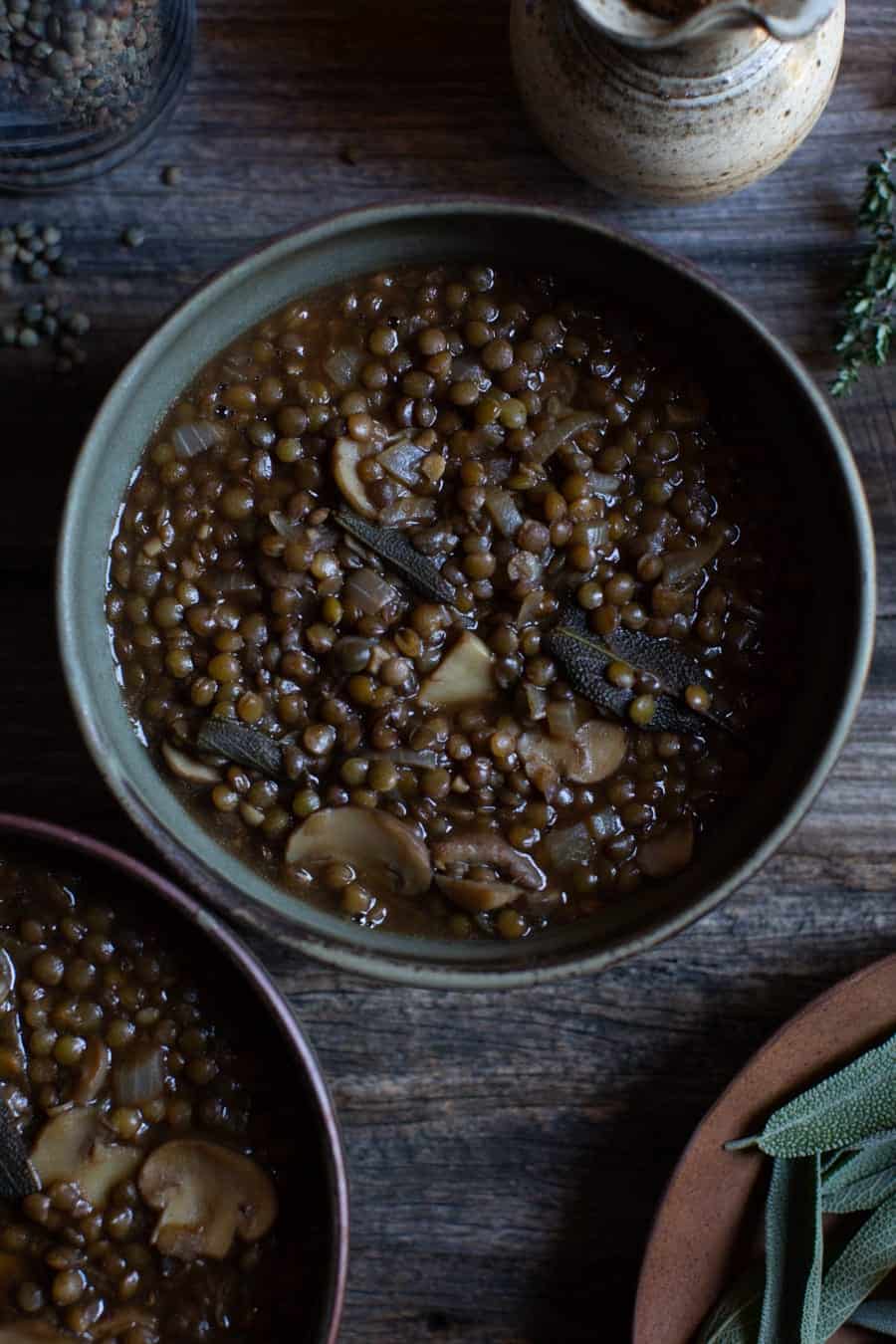 One-Pot French Lentil, Mushroom and Sage Stew