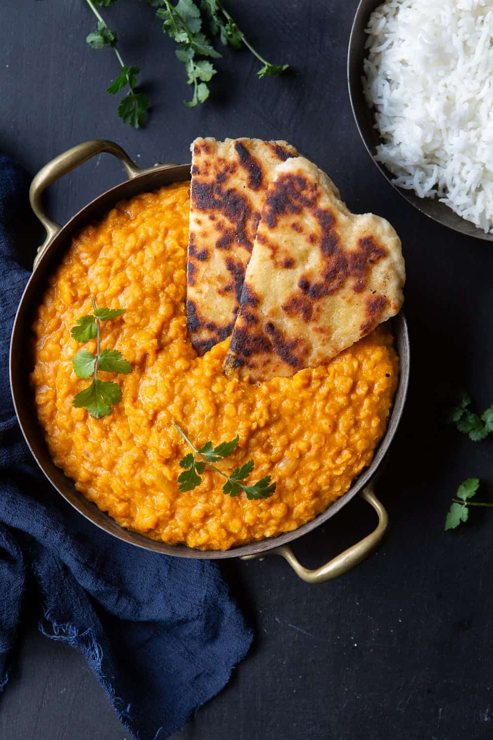 Creamy Red Lentil Curry Served