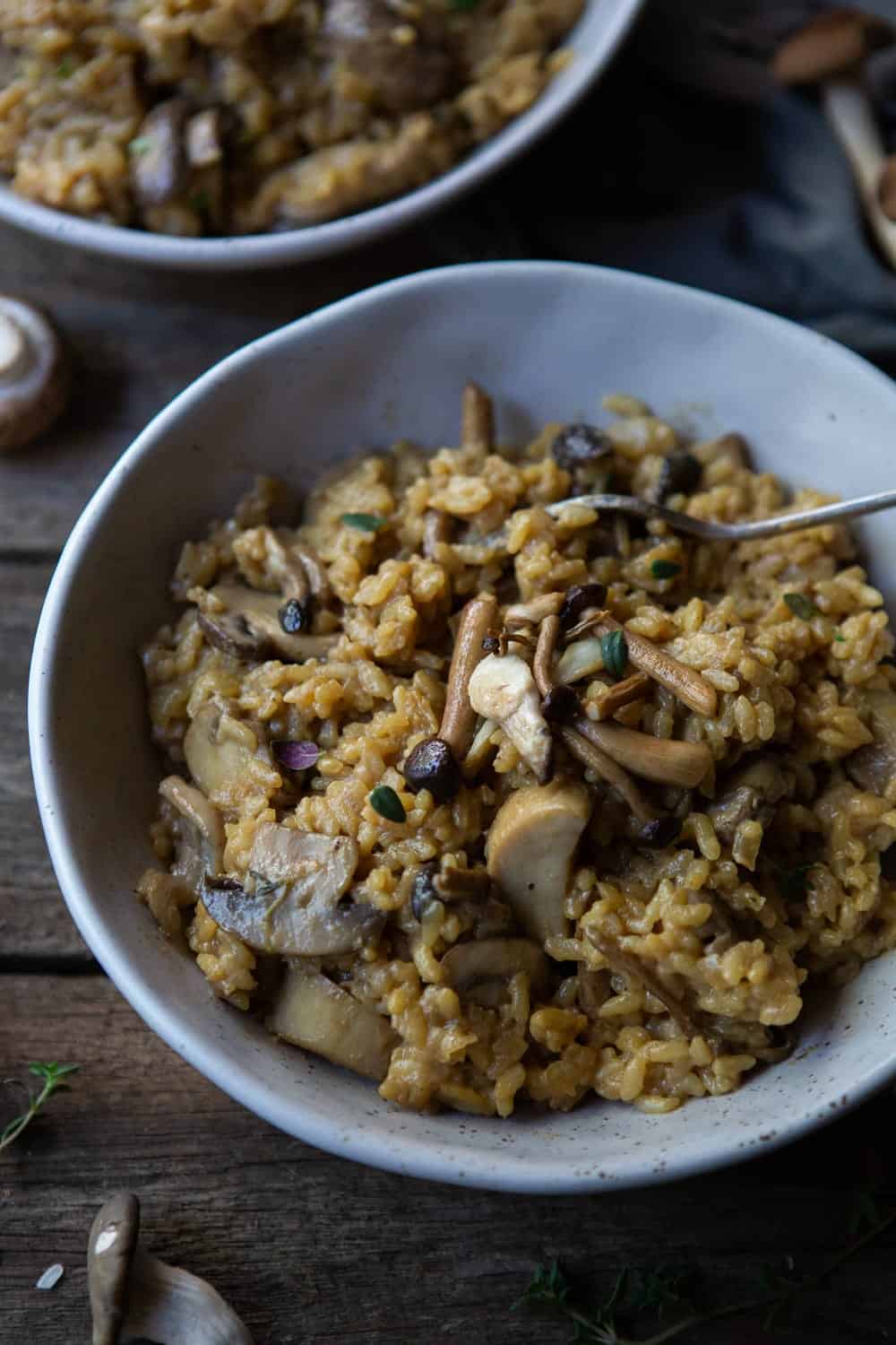 Vegan Mushroom Risotto Close Up