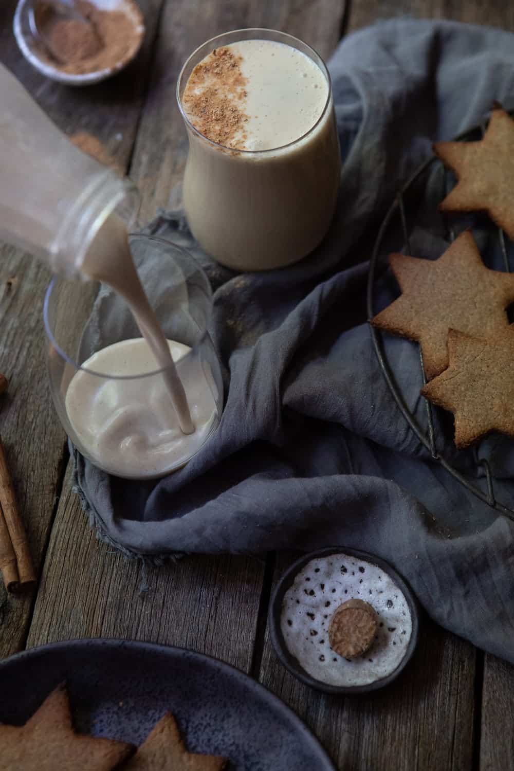 Vegan Eggnog Being Poured