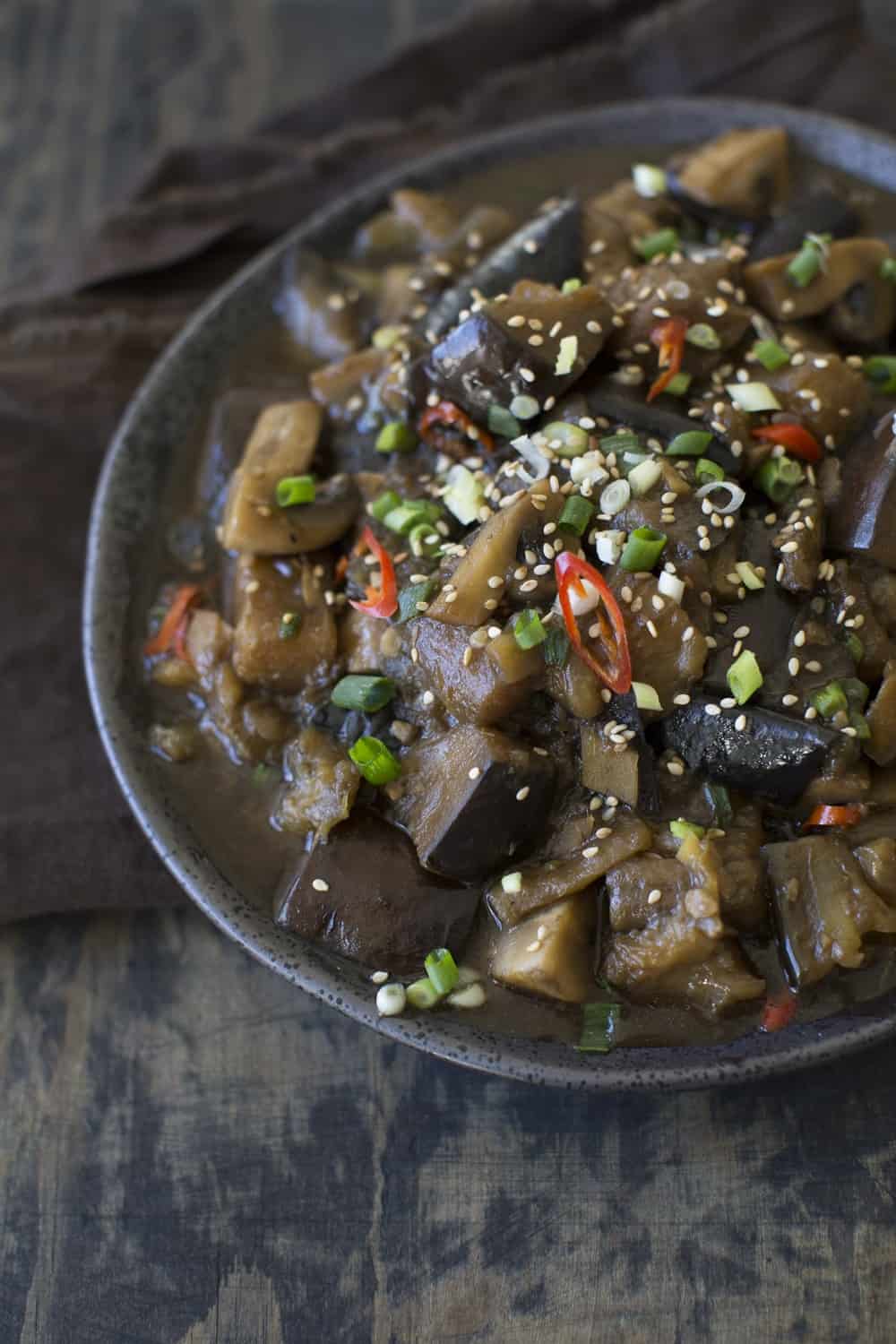 Asian eggplant and mushroom sauce recipe