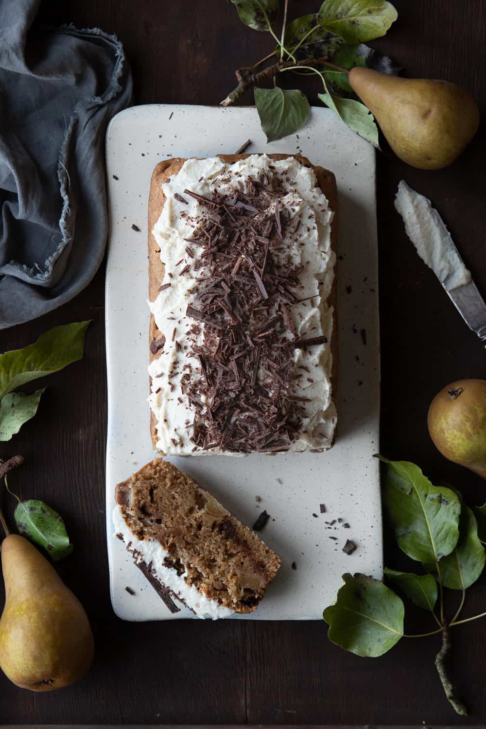 Vegan Chocolate and Pear Loaf Cake