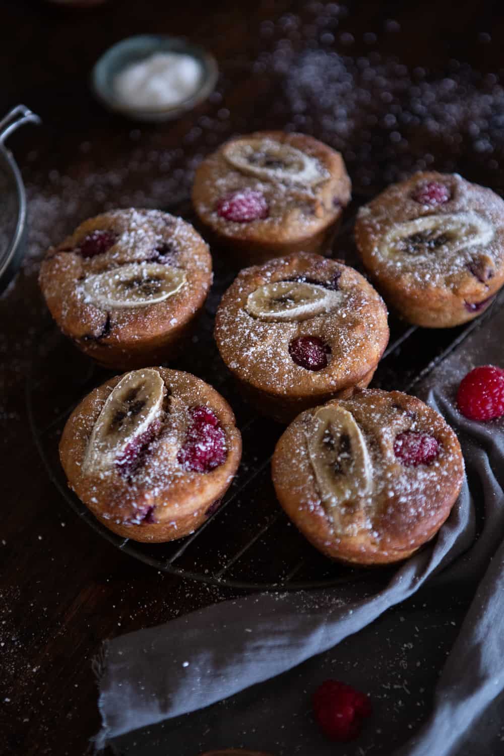 Vegan Banana and Raspberry Muffins