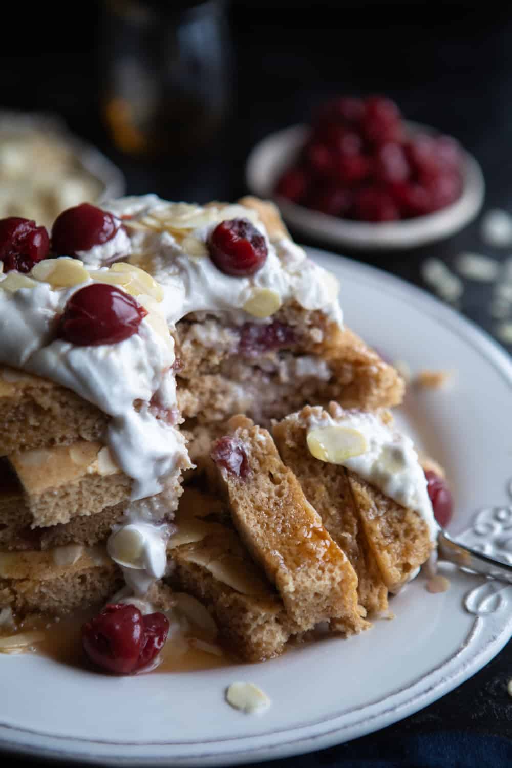 Cherry and Almond Vegan Sheet Pan Pancakes