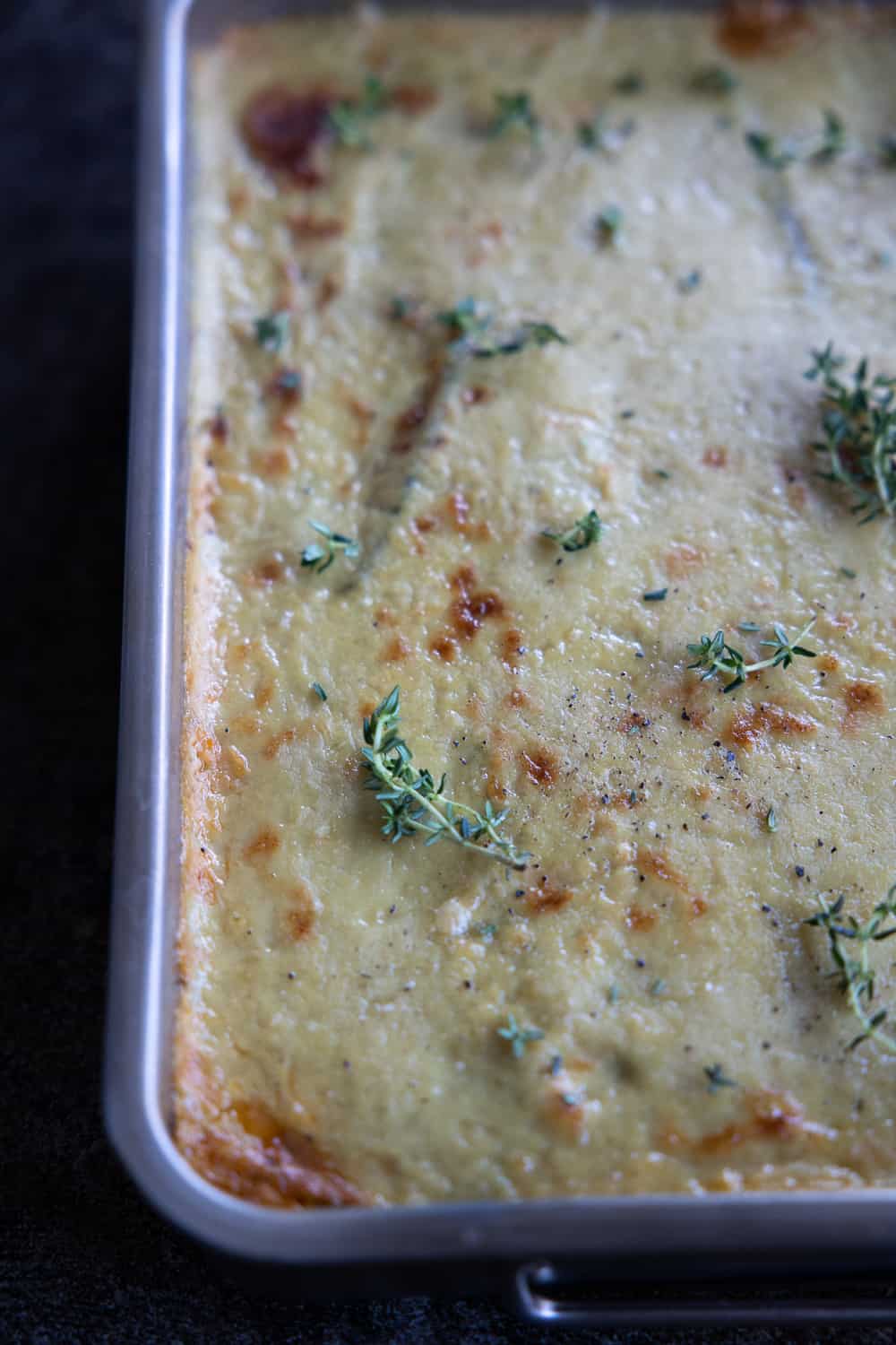 Vegan moussaka in baking dish