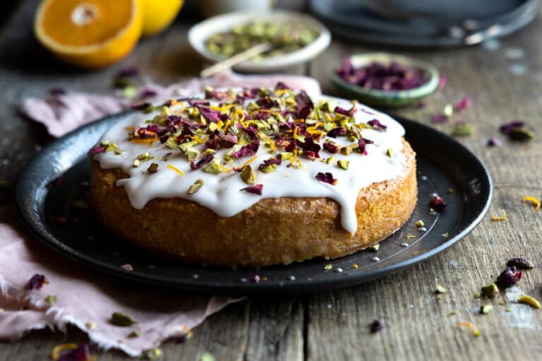 Vegan Persian Love Cake (Almond, Orange, Cardamom & Rose Cake)