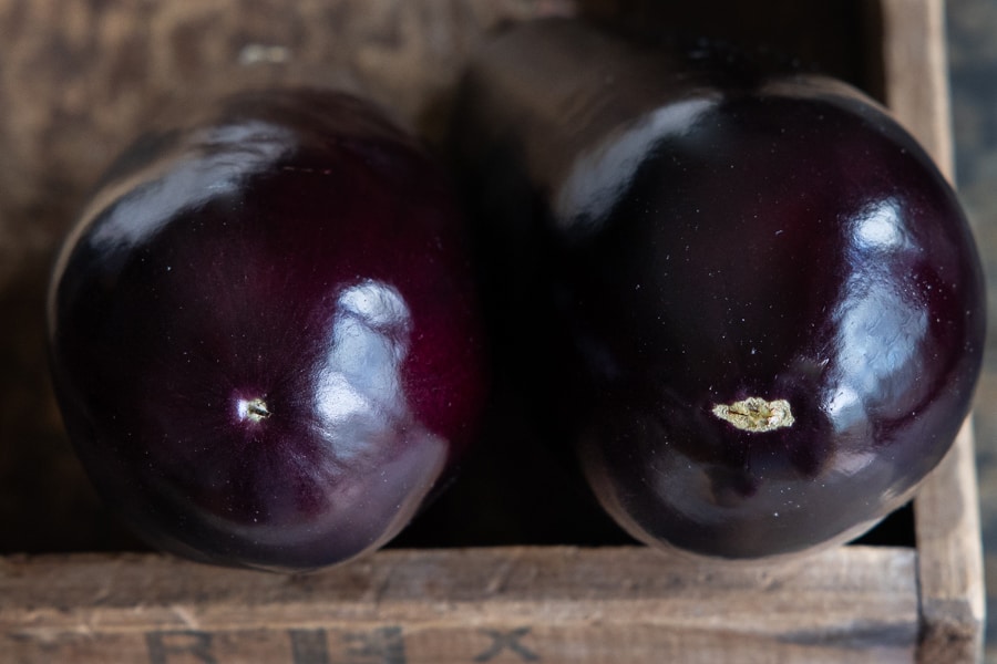 Difference between a male and a female eggplant.