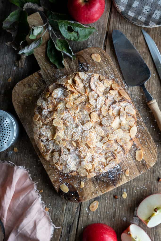 Easy Vegan Apple Almond Cake from above.