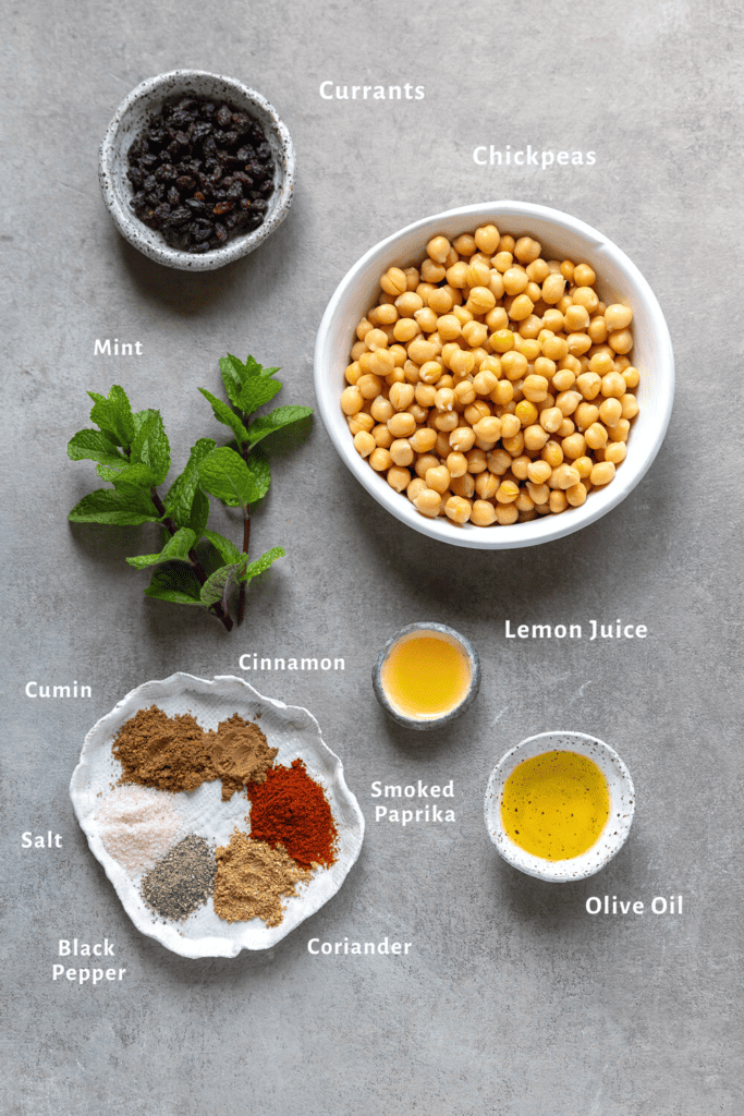 Moroccan Spiced Marinated Chickpeas Ingredients
