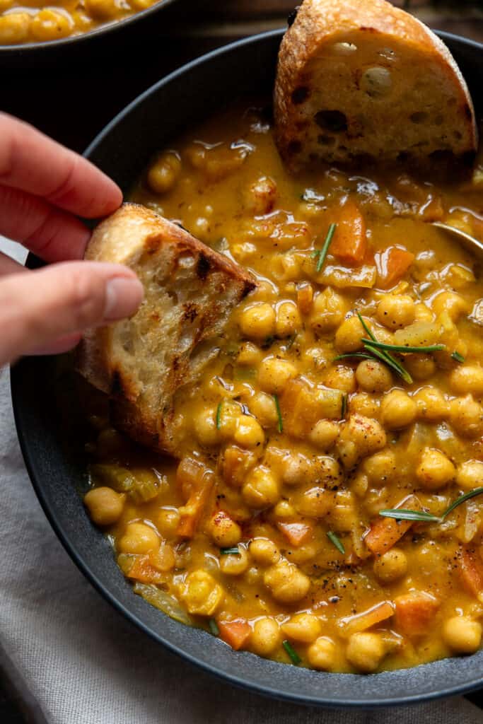 Vegan Chickpea Soup with Crusty Bread